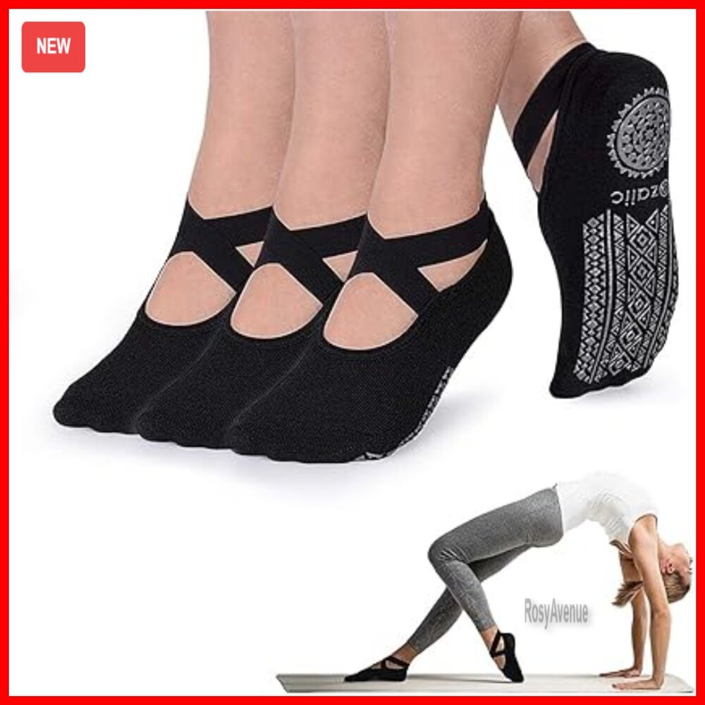 Non-Slip Pilates Socks with Silicone Grips for Yoga Barre Dance Workout